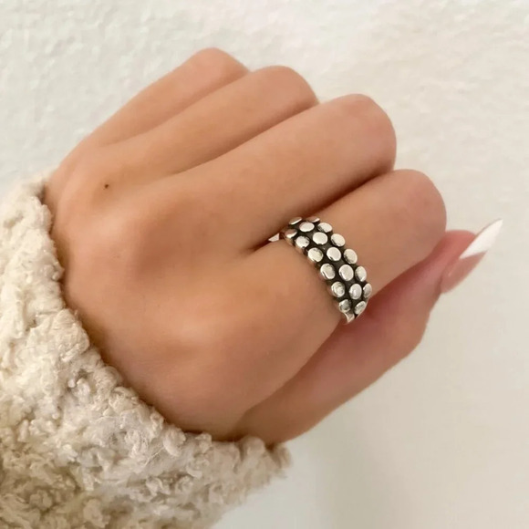 925 Sterling Silver Bead Ring Minimalist Ring Dainty Ring Stacakble Ring Band - Picture 3 of 9